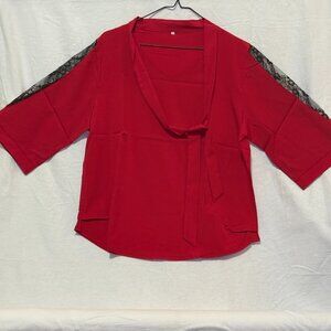 Red Blouse with Lace Accents (new)